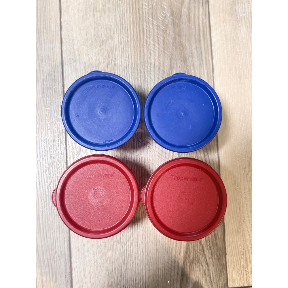 Vintage Tupperware Jel-N-Serve Individual Jello Molds Red Blue Set of 4 297 4922